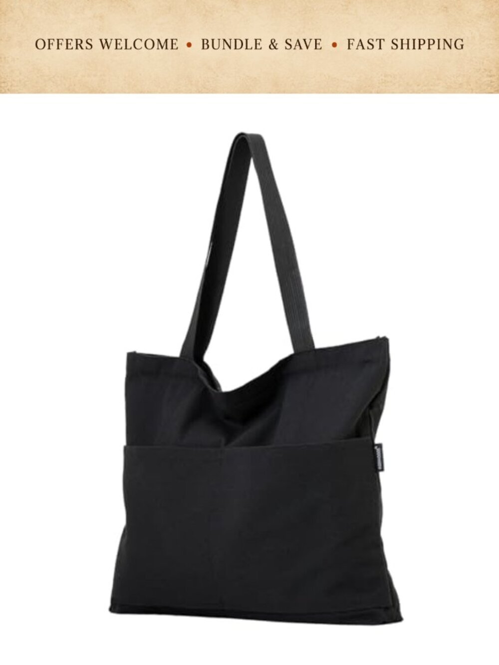 Canvas Tote Bag Zippered Shoulder Purse Travel Gym Beach